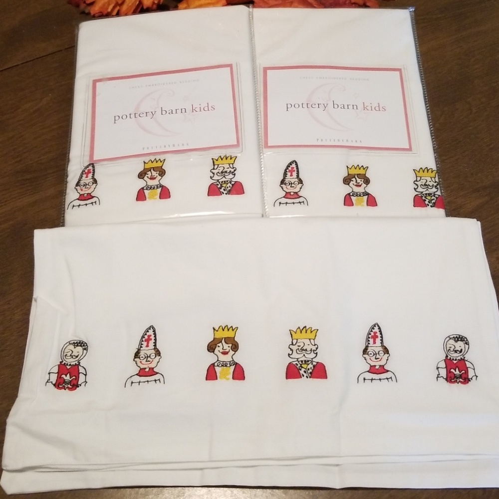 Pottery barn kids chess embroidered pillow cases